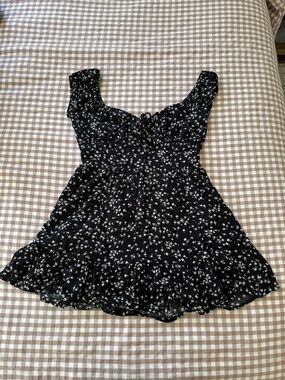 Garage Black Dress with White Floral Print